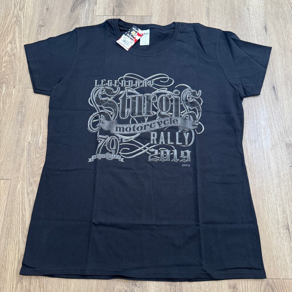 Sturgis Motorcycle Rally 70th Anniversary 2019 Ladies Tee‎ Size XL Gildan Cotton